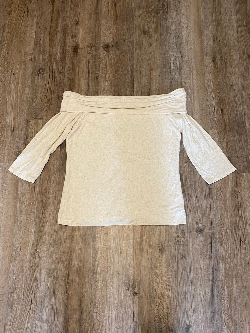 Anthropologie AMADI Women's Bardot Knit Linen Blend Off Shoulder Top Size XL